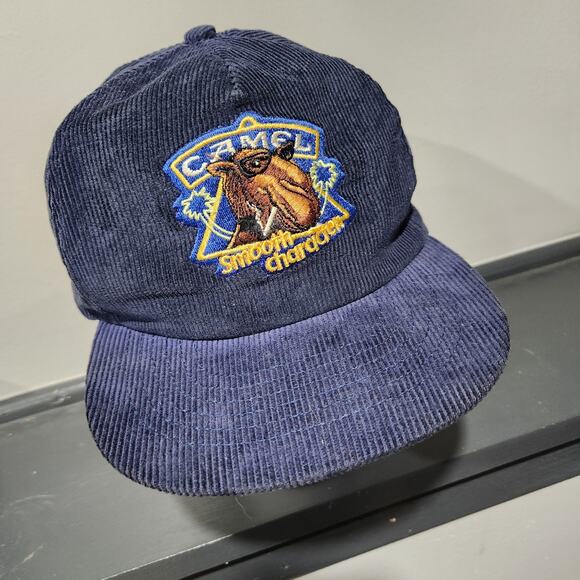 VTG 90s Joe Camel Navy Corduroy Cigarettes Promo Snapback Hat Cap OSFA 1990s - Picture 2 of 14